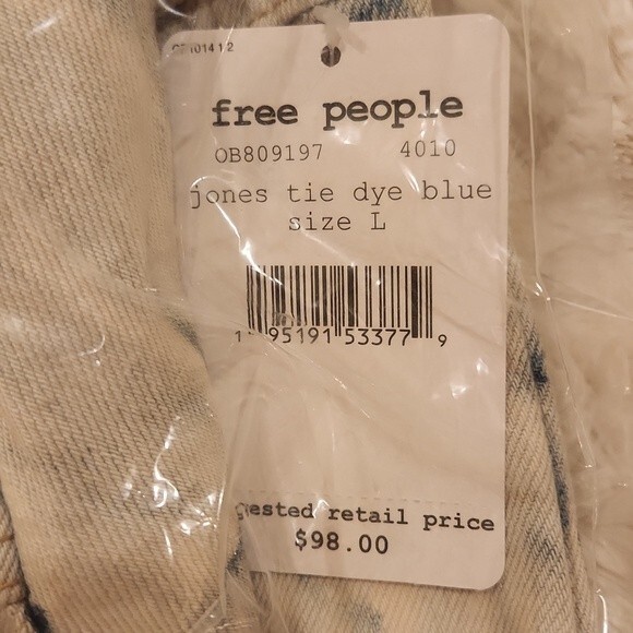 Free People Denim Jacket In Jones Tie Dye size L - Picture 7 of 11